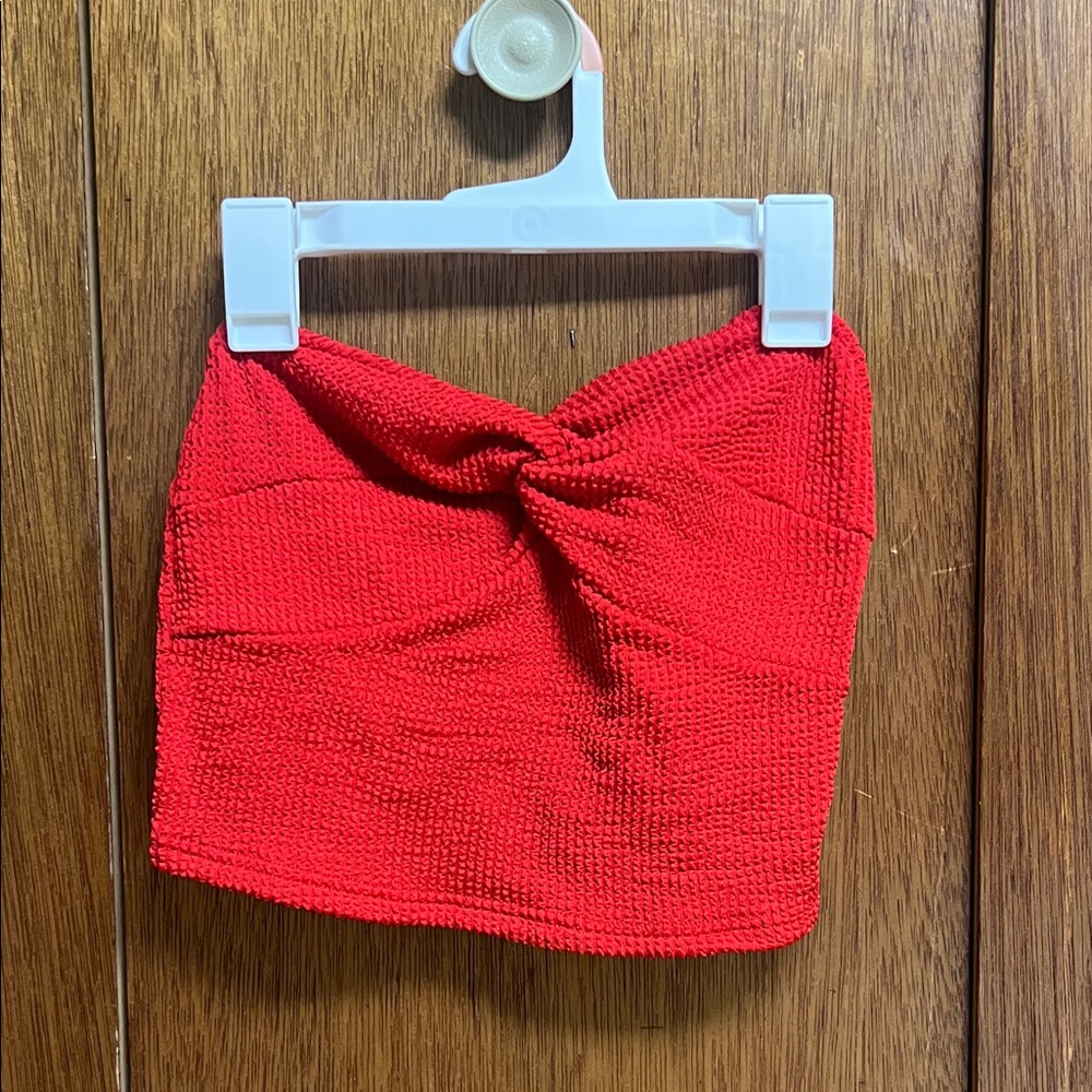 SHEIN Red Knitted Crop Top